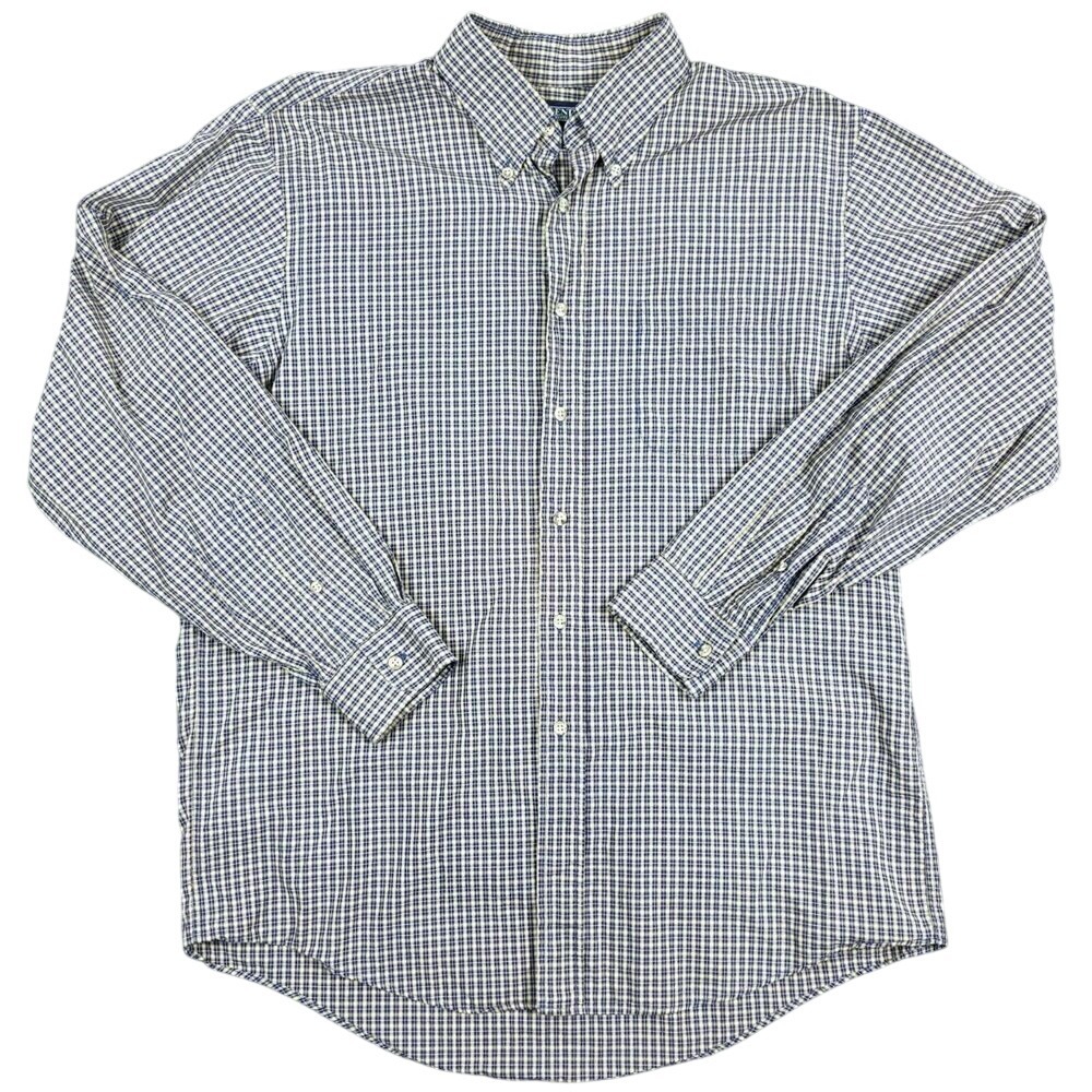 Lands End Prep Core Shirt Men 16.5 Button Front Regular Fit Classic Preppy Style